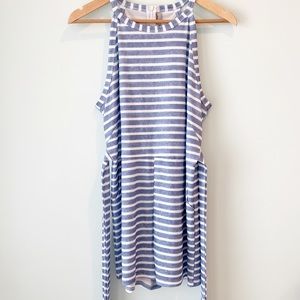 🏷️ePretty Blue Striped Shorts Romper Pockets XL